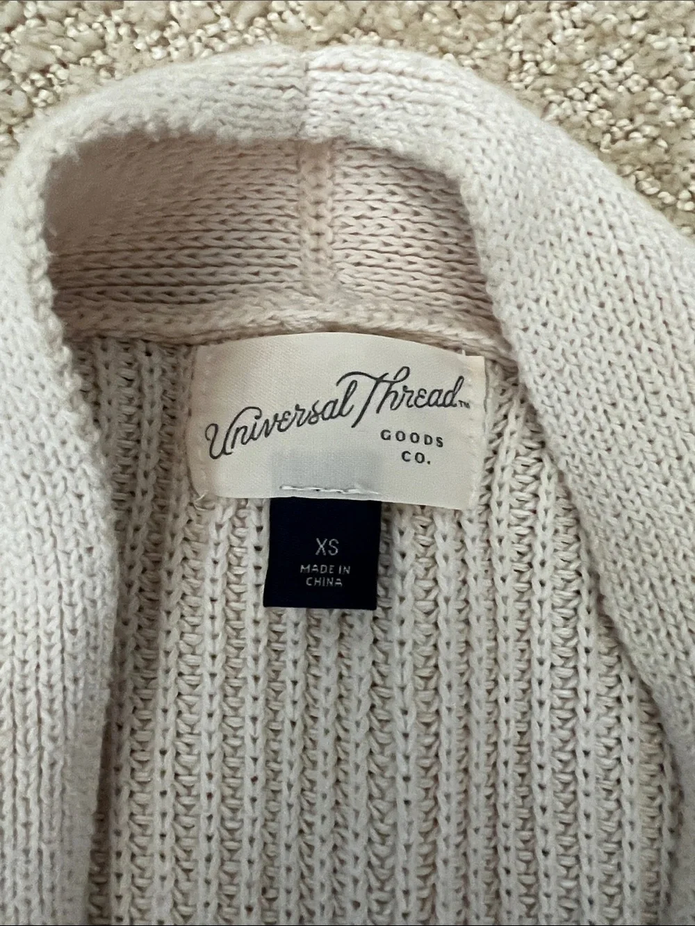 Universal Thread Ivory Open-Front Ribbed Cardigan - Picture 2 of 3